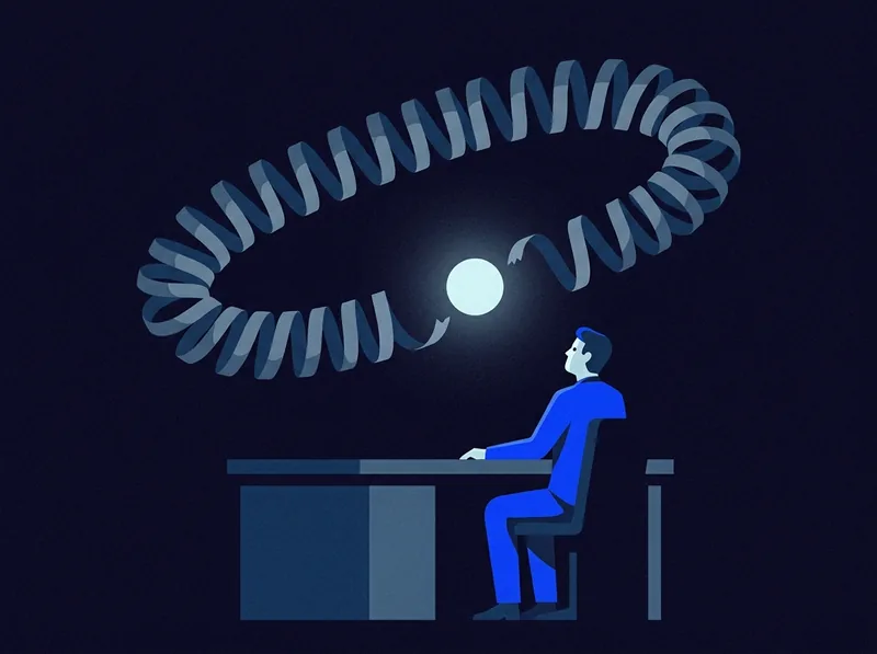 Illustration of a headset operator completing a repeatable phone workflow loop.