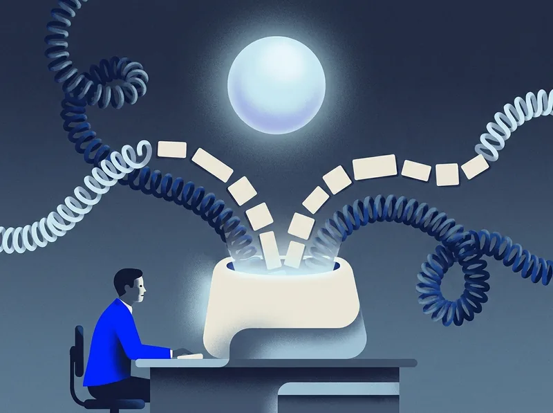 Illustration of operational data moving between a person, a phone workflow, and connected systems